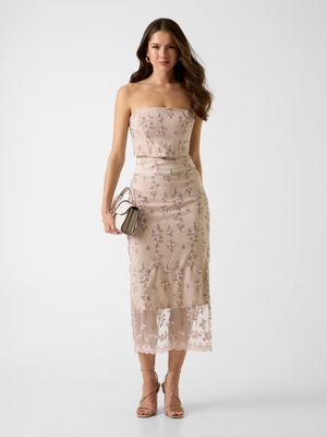 Embroidered midi skirt