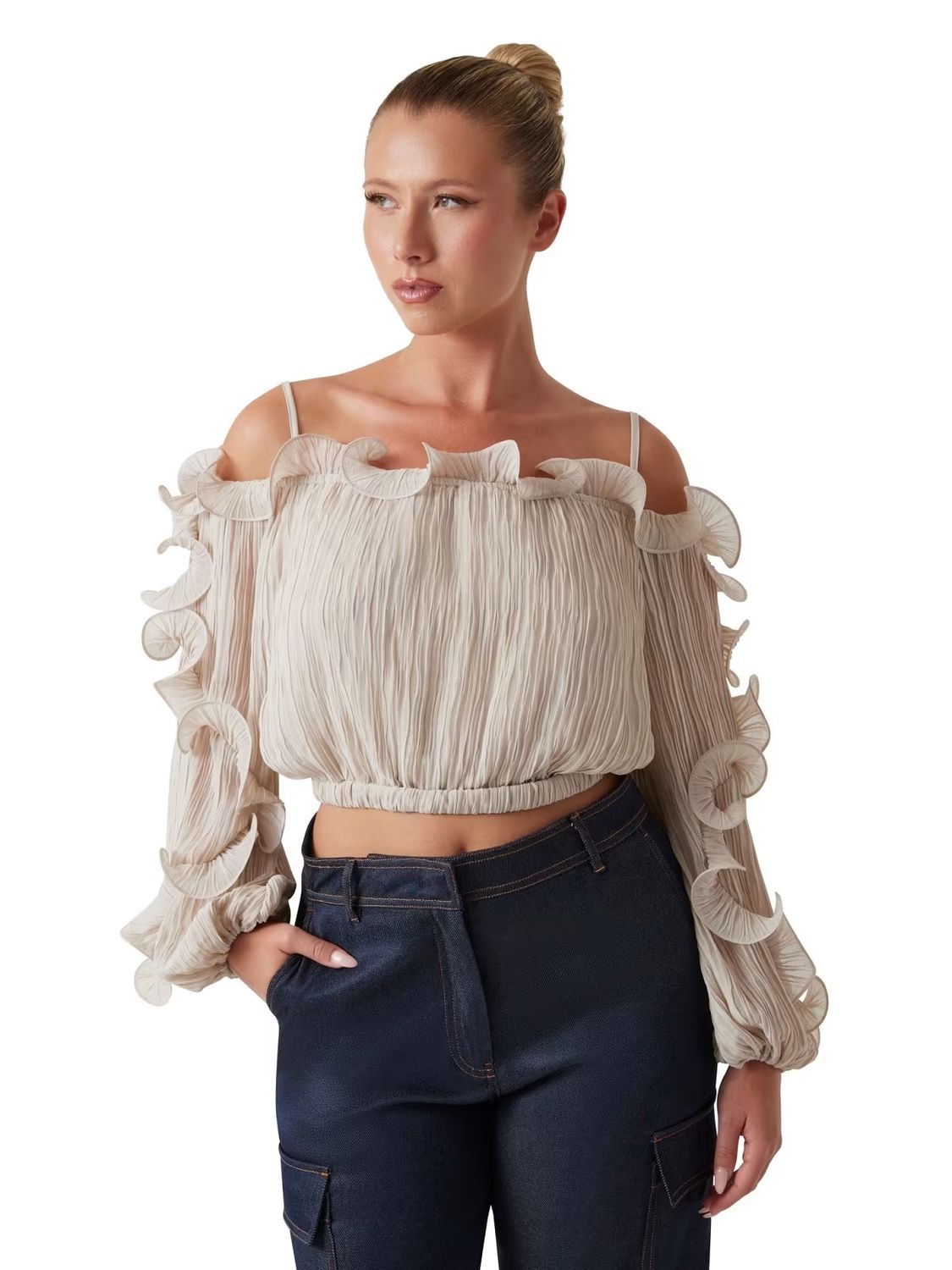 Chiffon top with ruffles