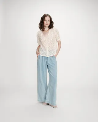 Short sleeves lace blouse