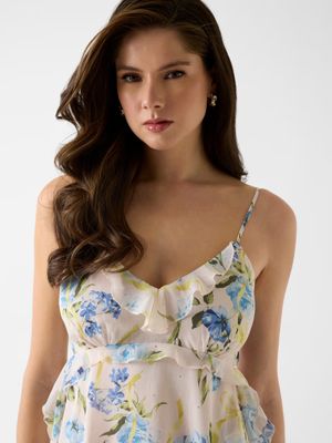 Floral top with ruffles