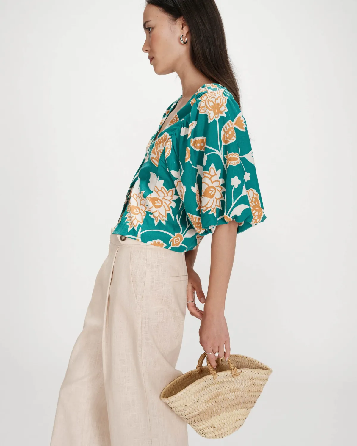 Linen blend blouse
