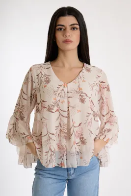 ​Floral print blouse with bell sleeves