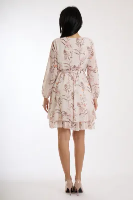 Floral print dress with a wrap neckline