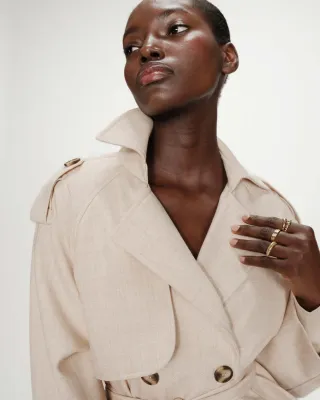 ​Double-breasted cropped trench