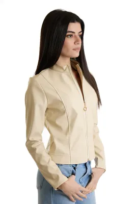 Short faux leather jacket