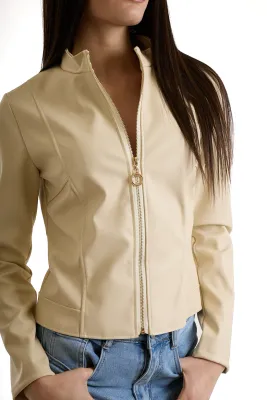 Short faux leather jacket