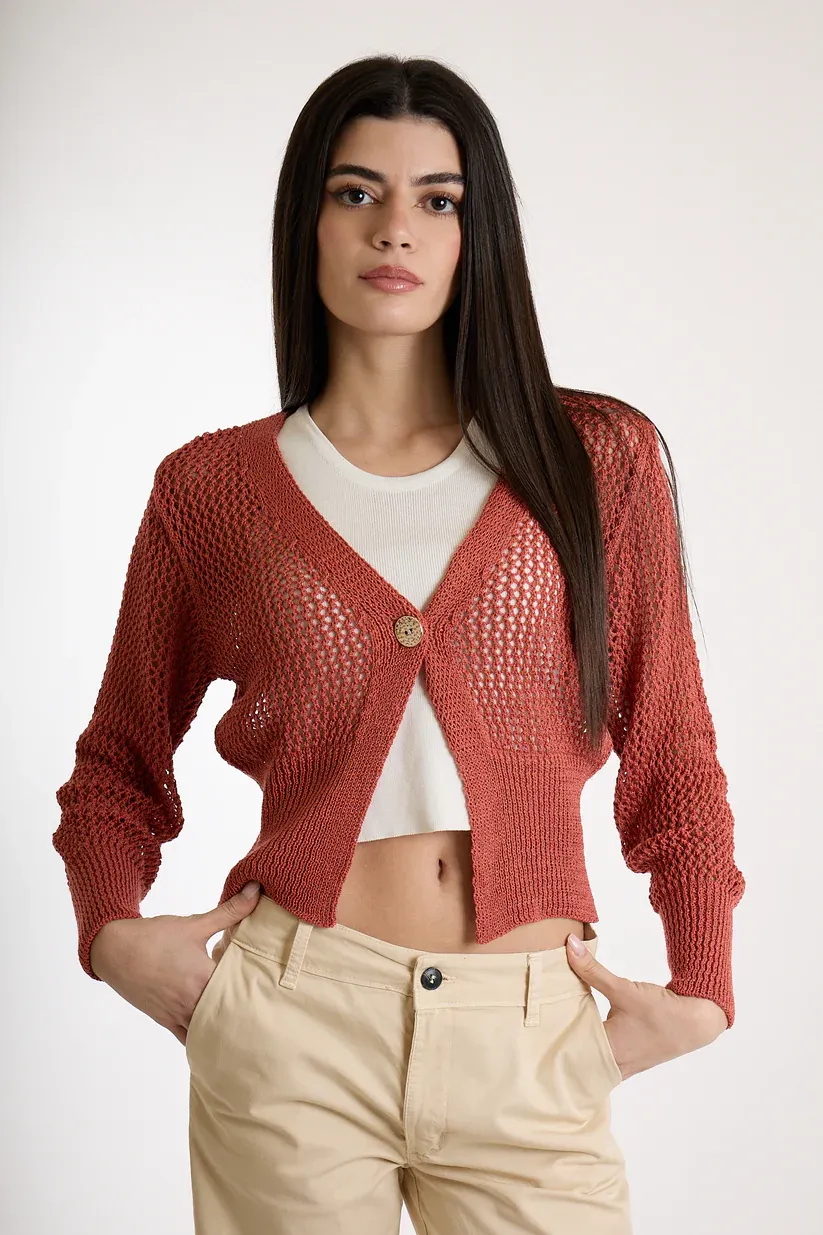 ​Cropped openwork cardigan