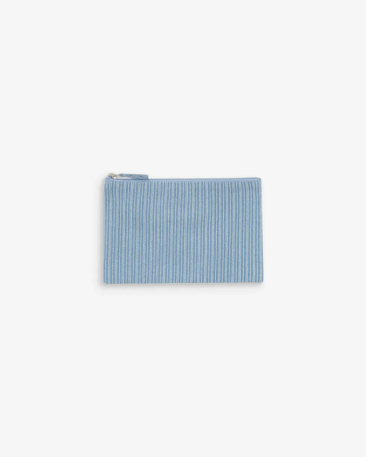Striped denim clutch bag