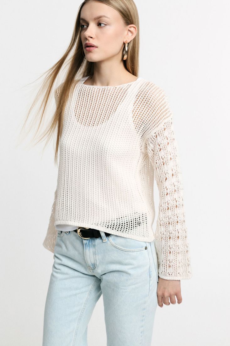 ​Openwork sweater with flared sleeves
