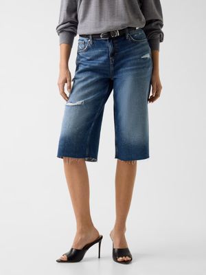 Baggy denim Bermuda shorts