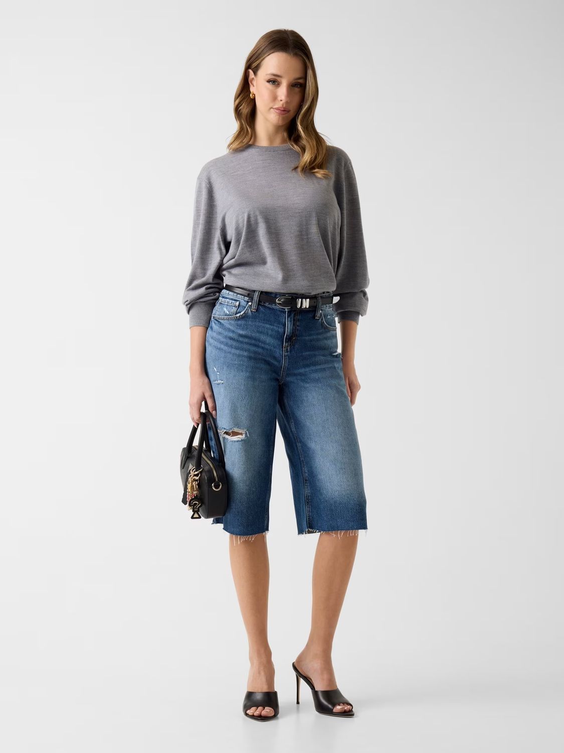 Baggy denim Bermuda shorts