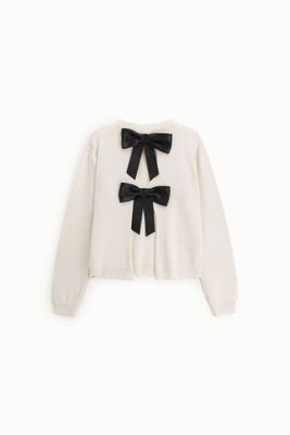 Crew neck sweater with bows