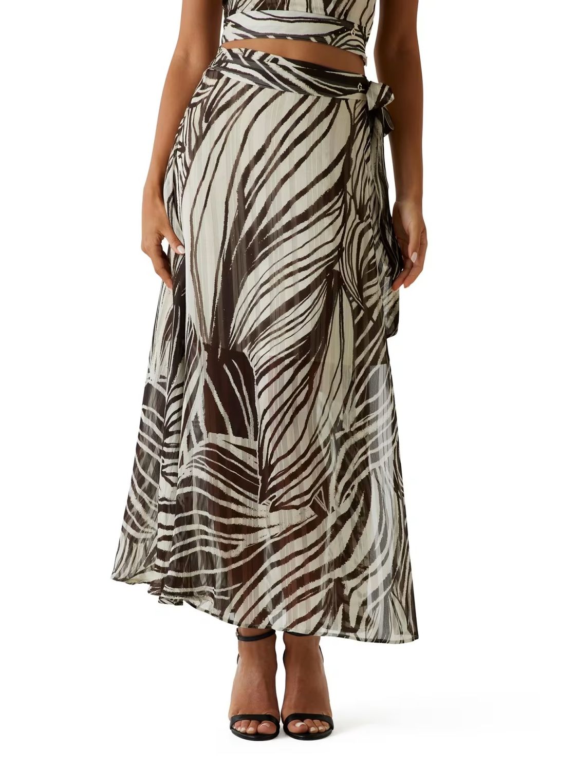 Voile wrap midi skirt