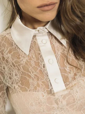​Regular-fit lace polo shirt