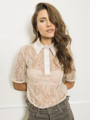 ​Regular-fit lace polo shirt