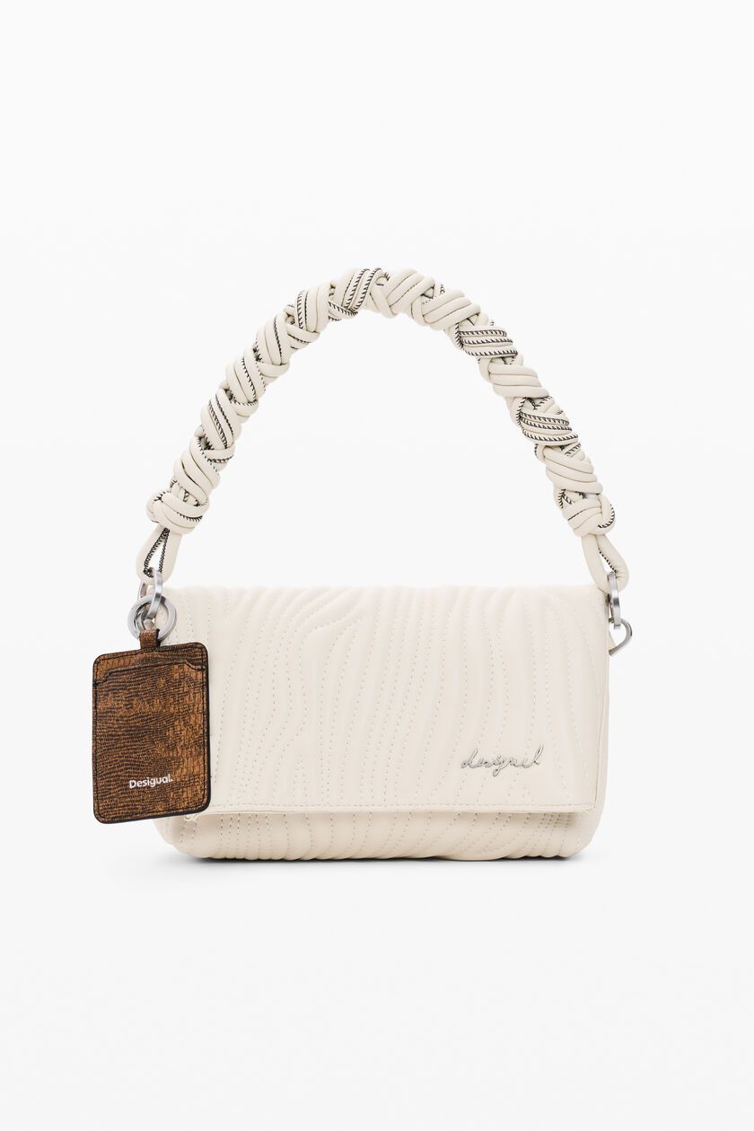 Faux leather handbag with stitching