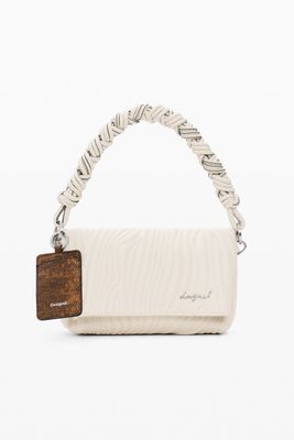 Faux leather handbag with stitching