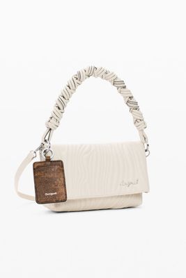 Faux leather handbag with stitching