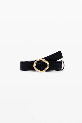 ​Leather belt with gold-tone buckle