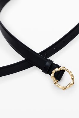 ​Leather belt with gold-tone buckle