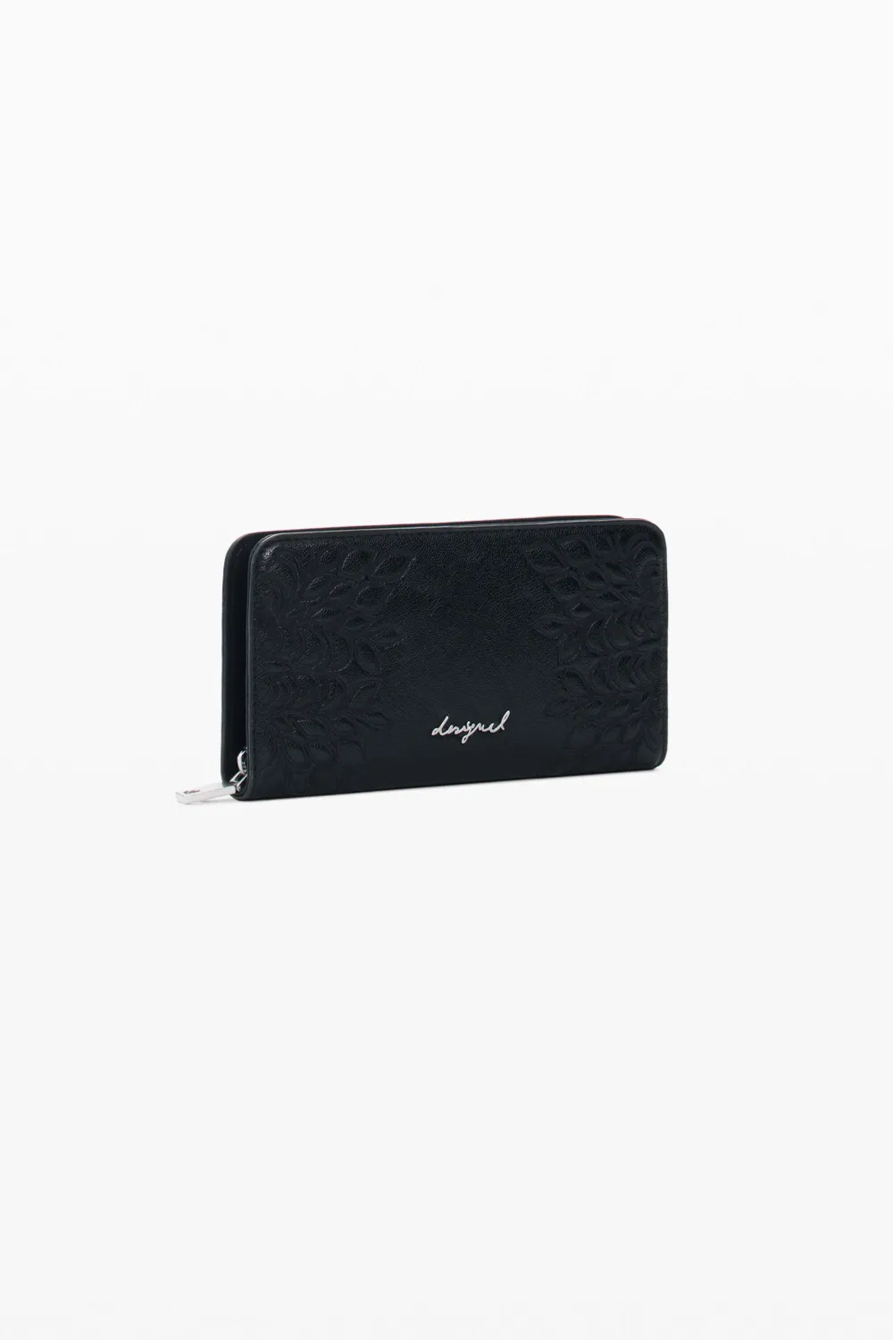 Faux leather wallet with embroidery