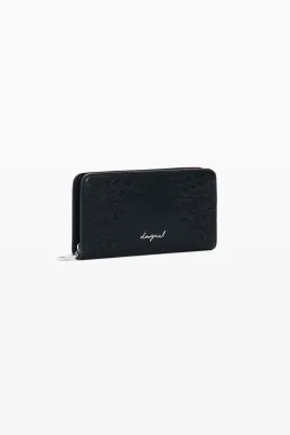 Faux leather wallet with embroidery