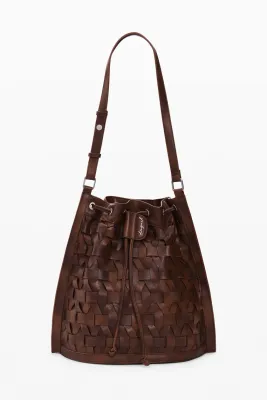 Woven faux leather bag
