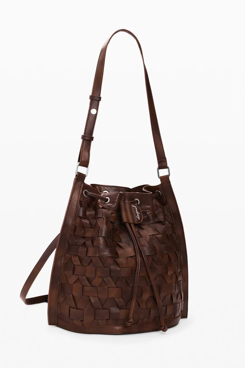 Woven faux leather bag