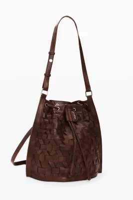 Woven faux leather bag
