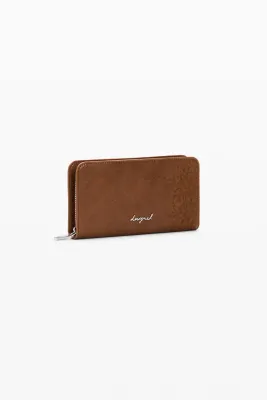Faux leather wallet with embroidery