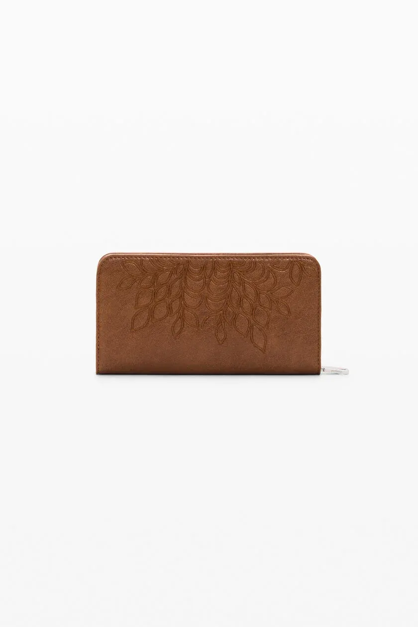 Faux leather wallet with embroidery