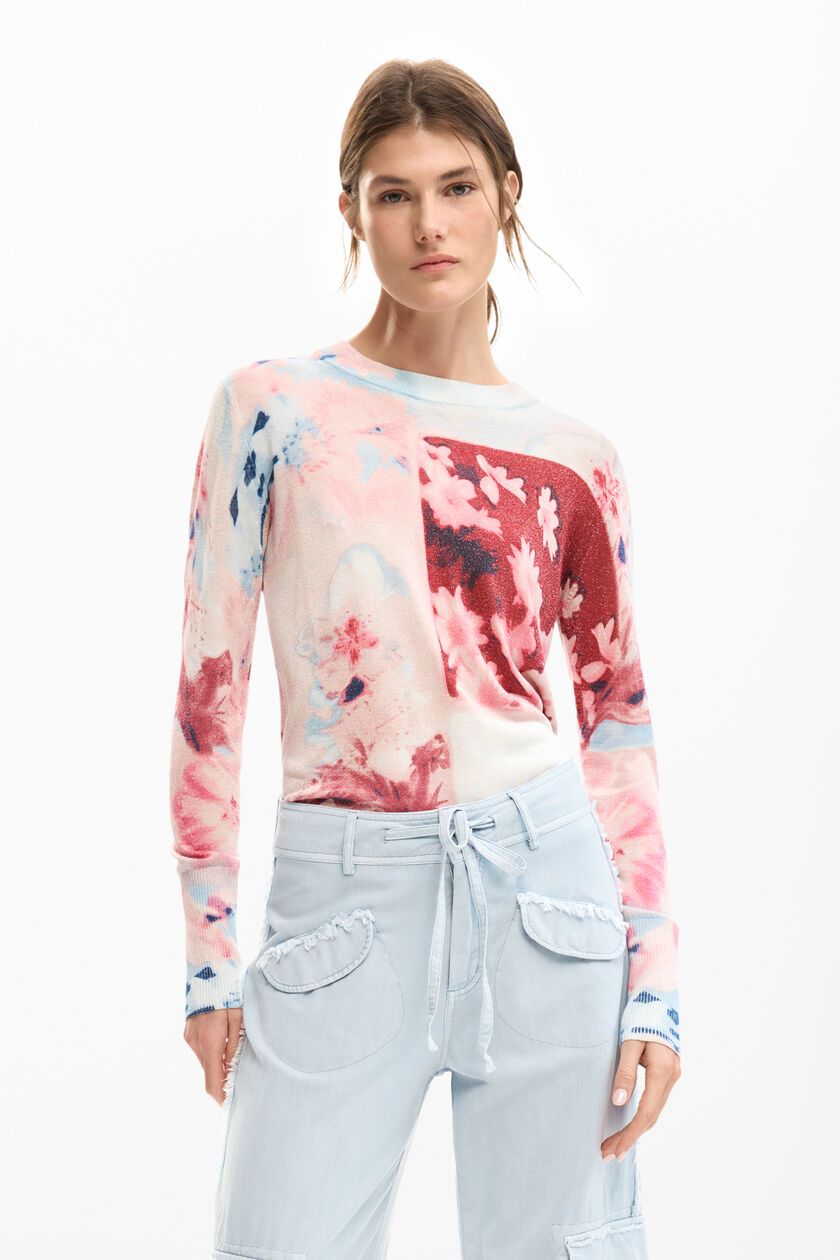 Florals print crew neck sweater