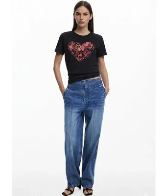Regular T-shirt with animal heart print