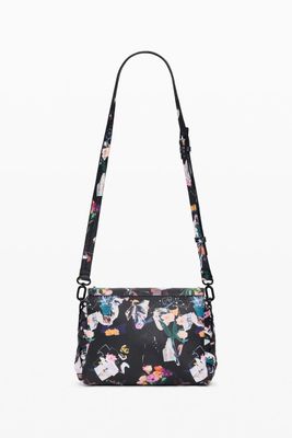 Woven faux leather handbag