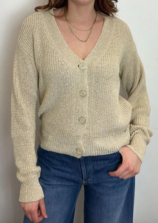 ​Rice-stitch cardigan with lurex