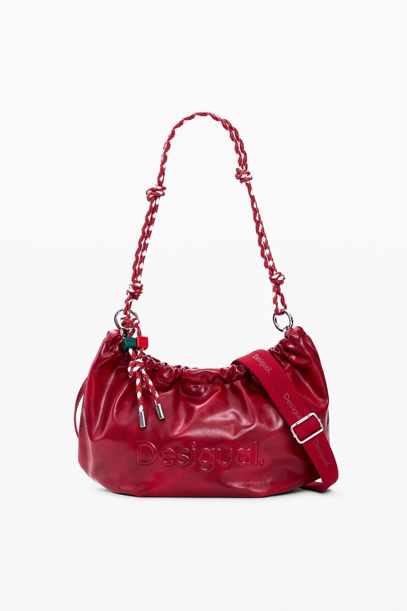 ​Patent-effect faux leather satchel bag