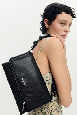 ​Faux leather handbag with embroidery