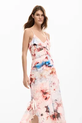 Long dress with ruffles