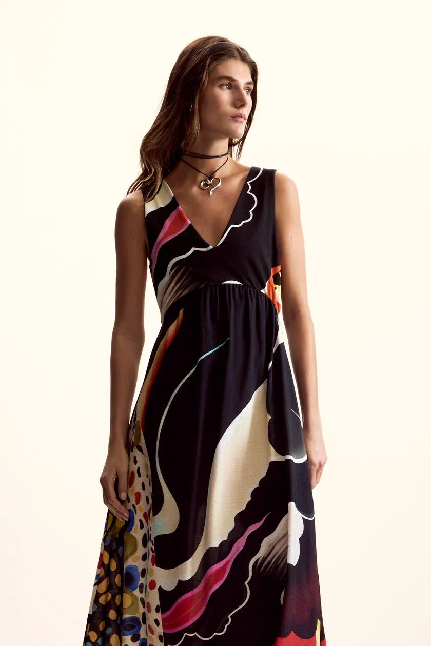 Midi dress with arty print