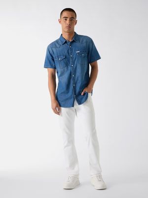 Short sleeves denim shirt