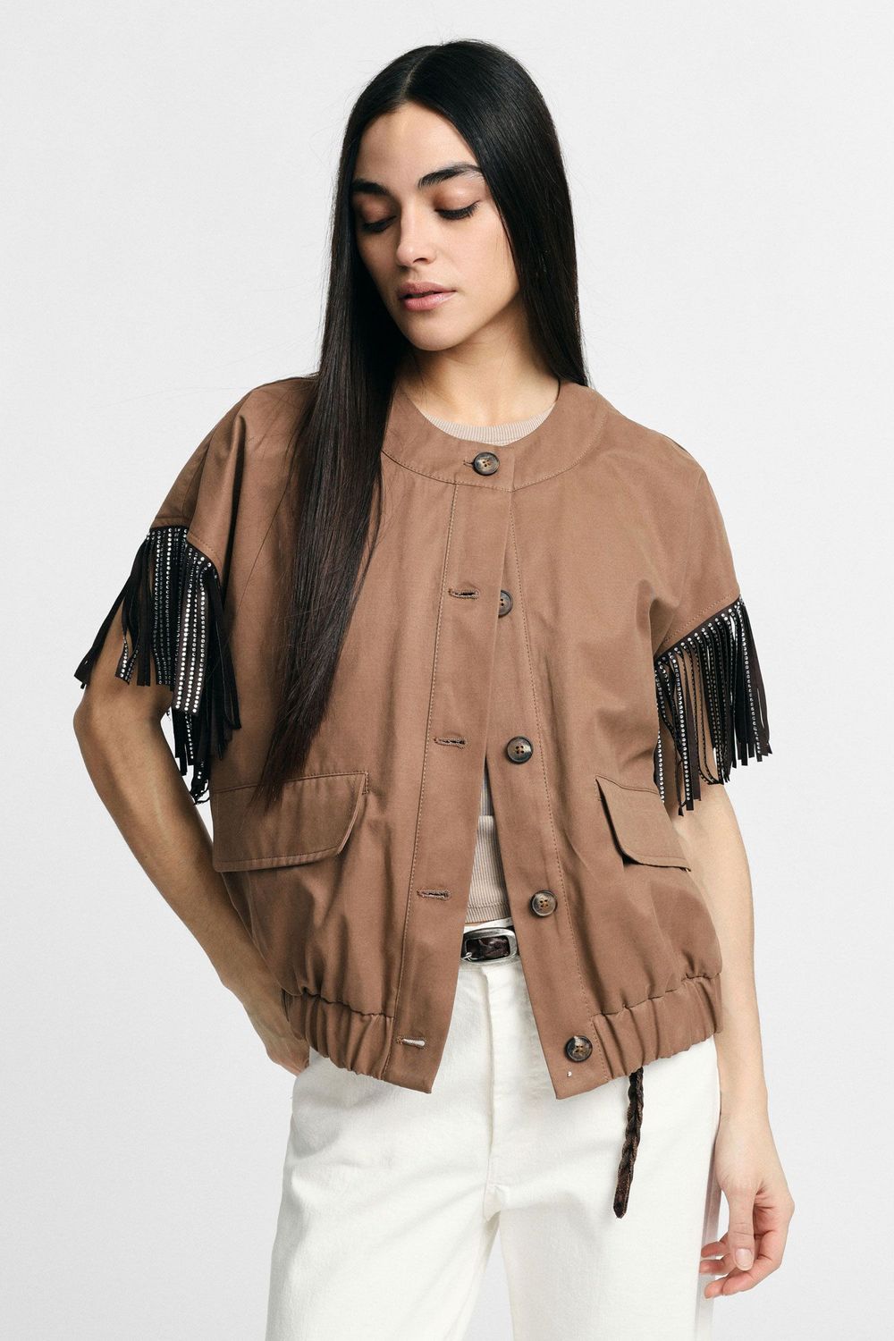 ​Cotton blend vest with fringe