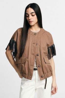 ​Cotton blend vest with fringe