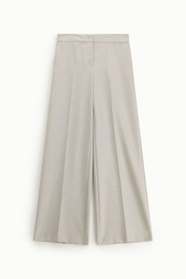 ​Wide-leg pinstriped pants