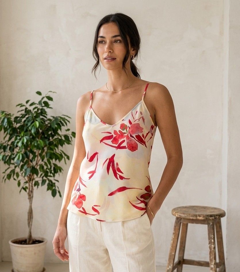 ​Satin top with V-neck