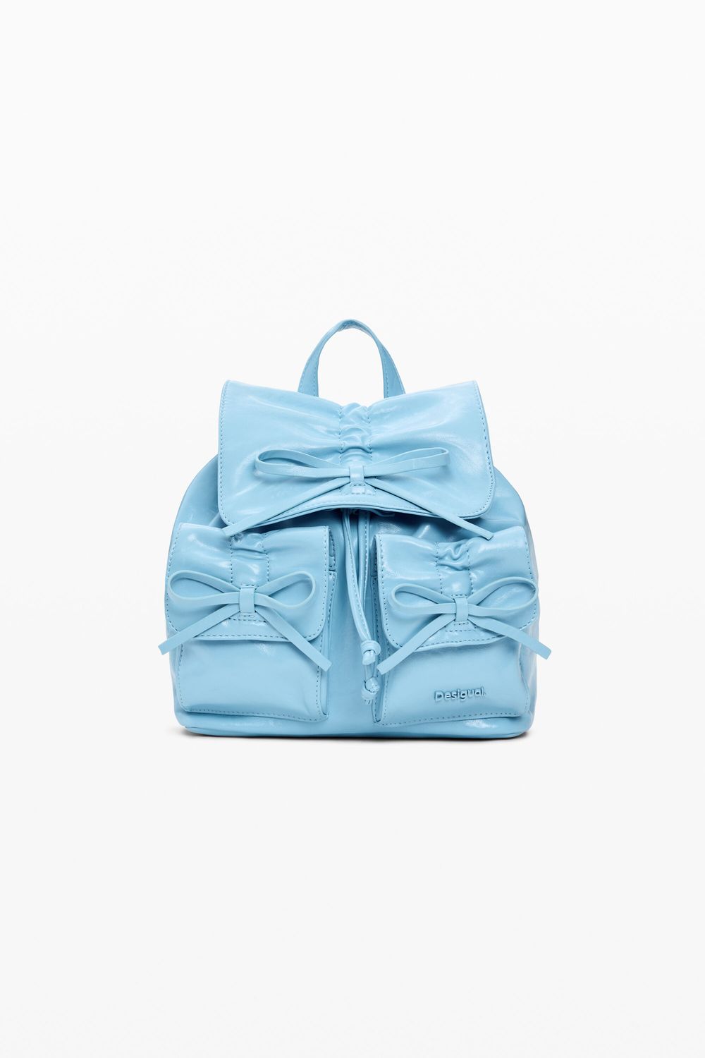 Faux leather backpack with decorative bows