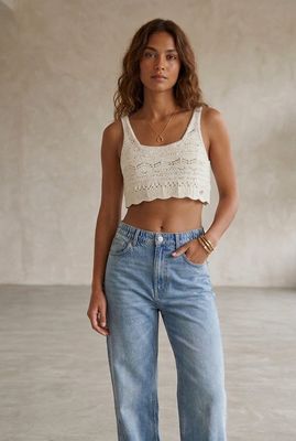 Crochet knit cropped top
