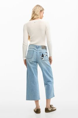 Straight jeans with Mickey print