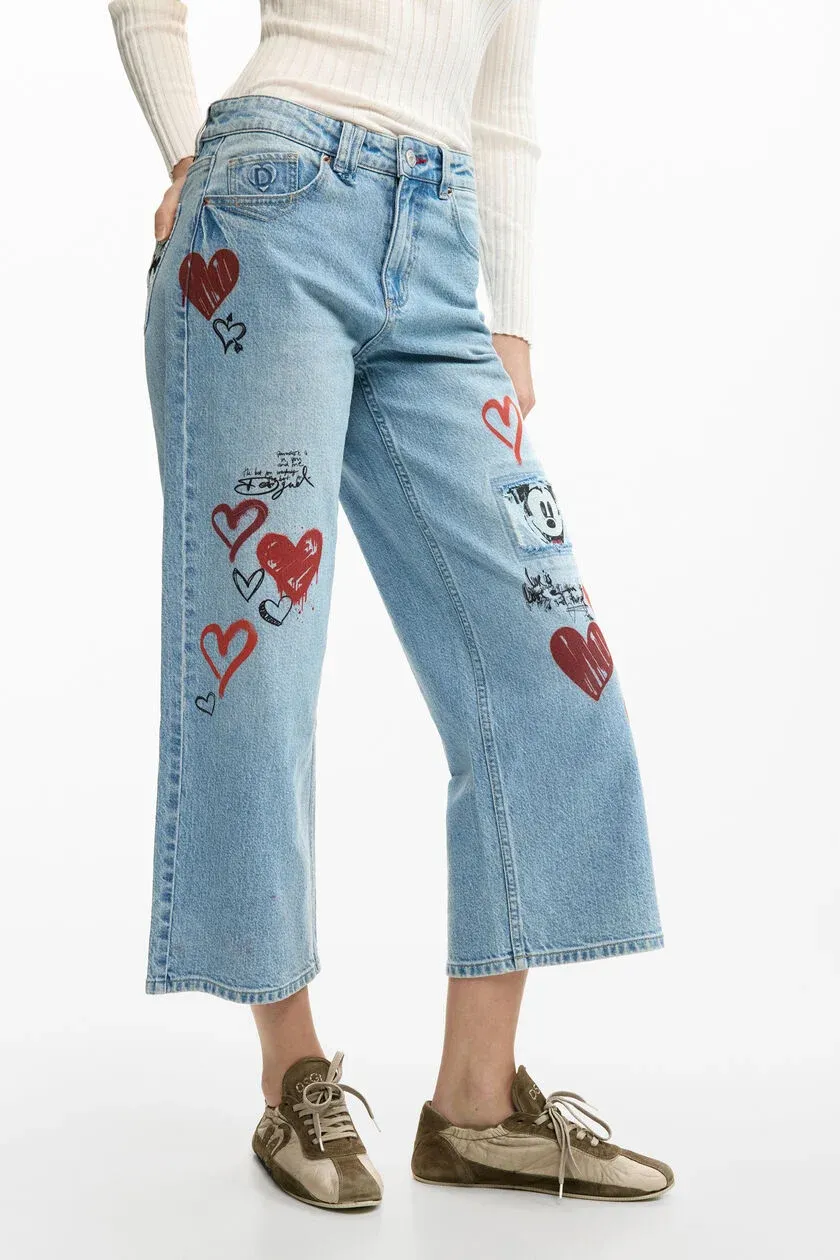 Straight jeans with Mickey print