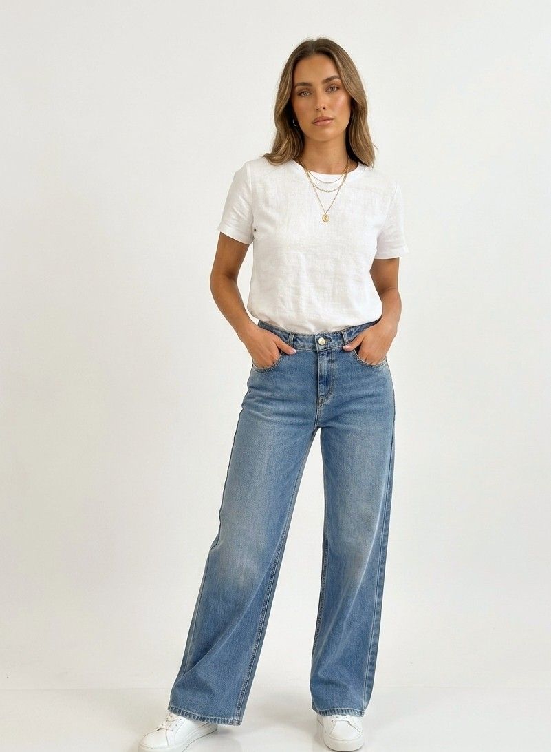Firm denim palazzo jeans