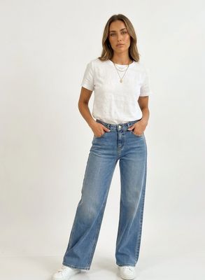 Firm denim palazzo jeans